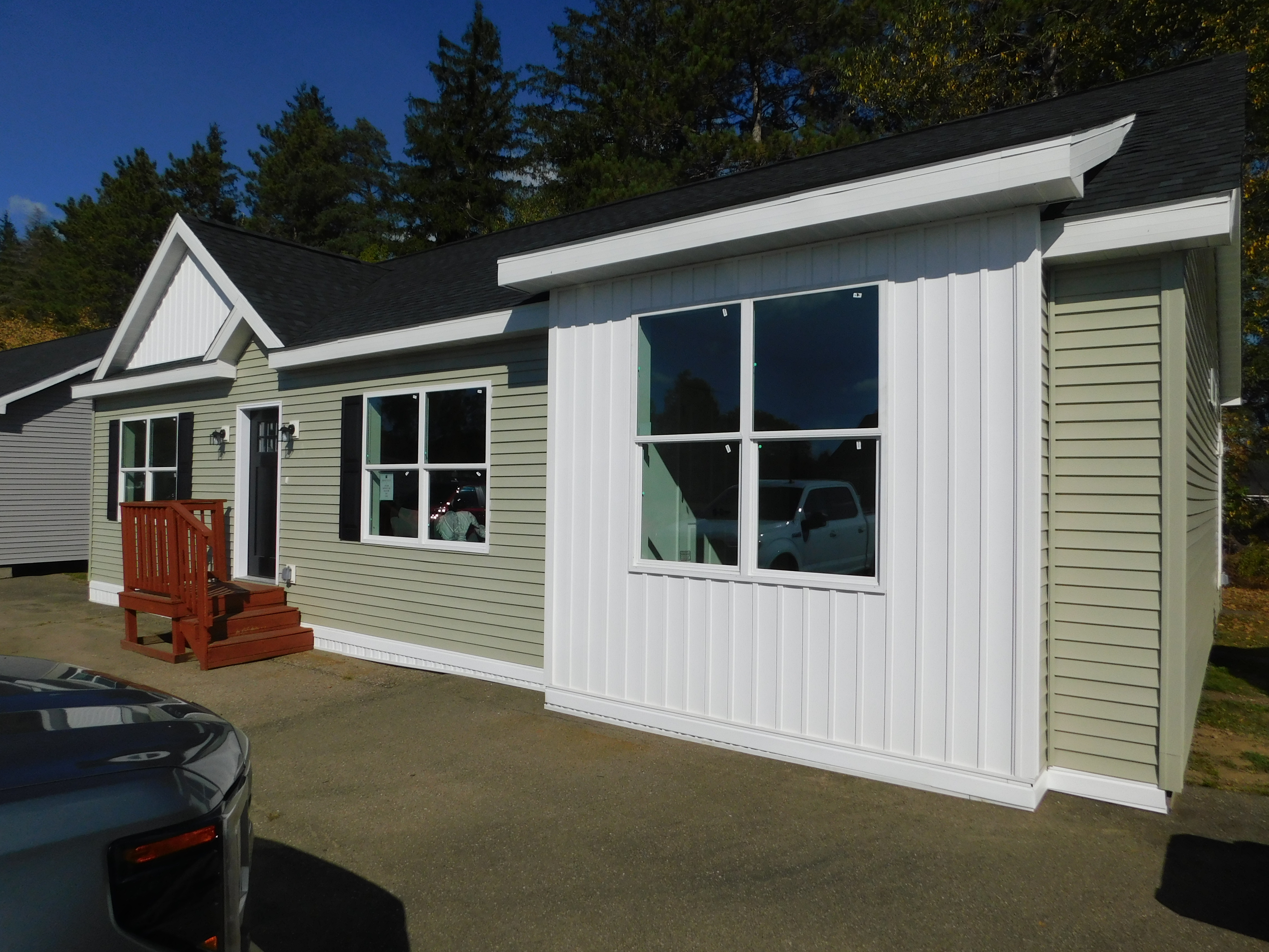 Shed dormer with vertical siding